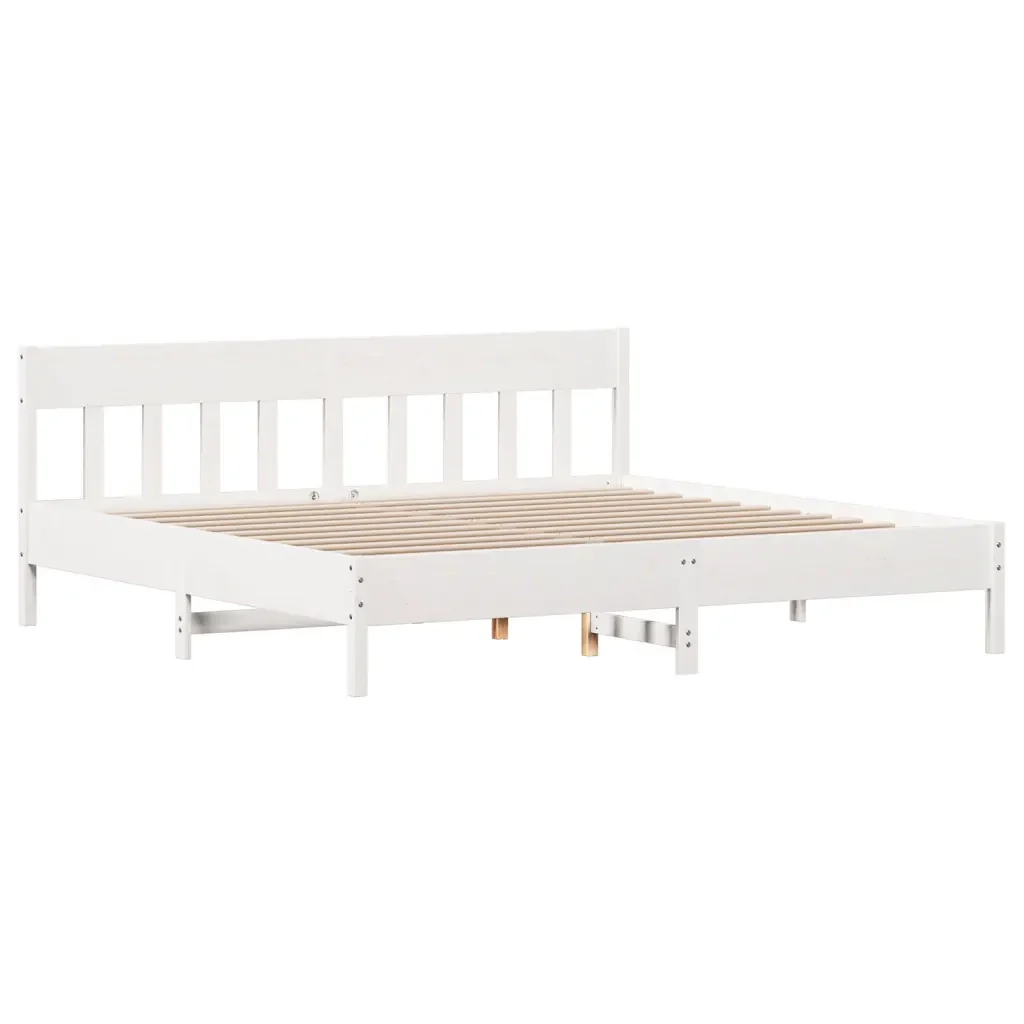 Letto matrimoniale | Letto per adulti | Giroletto senza Materasso Bianco 200x200 cm Legno Massello Pino - Image 4
