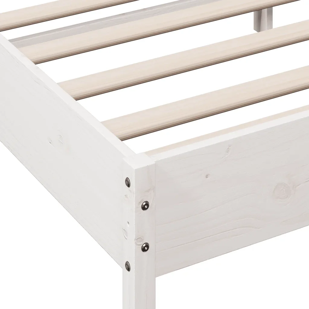 Letto matrimoniale | Letto per adulti | Giroletto senza Materasso Bianco 200x200 cm Legno Massello Pino - Image 7