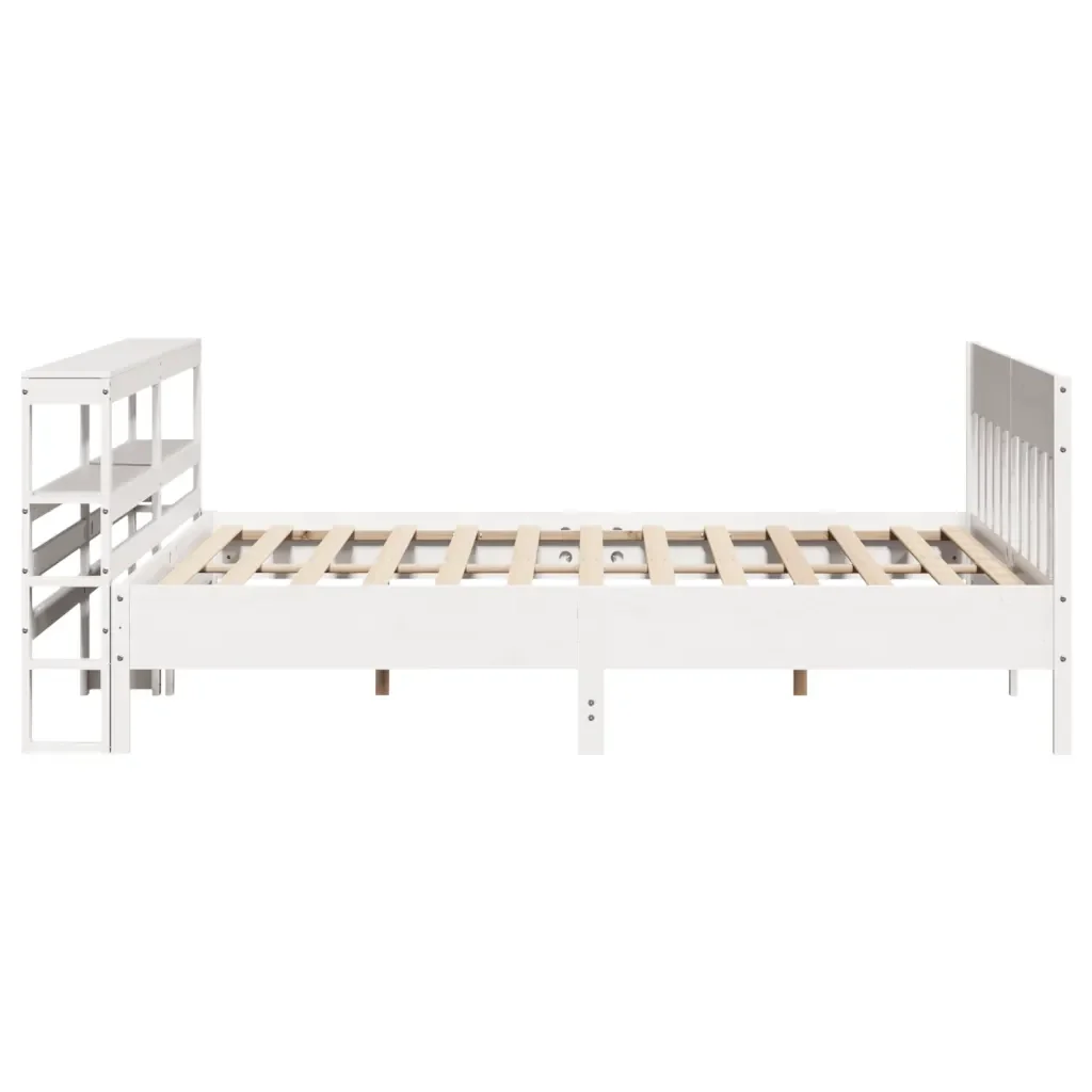 Letto matrimoniale | Letto per adulti | Giroletto senza Materasso Bianco 200x200 cm Legno Massello Pino - Image 5