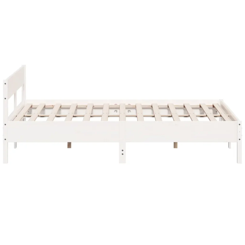 Letto matrimoniale | Letto per adulti | Giroletto senza Materasso Bianco 200x200 cm Legno Massello Pino - Image 5