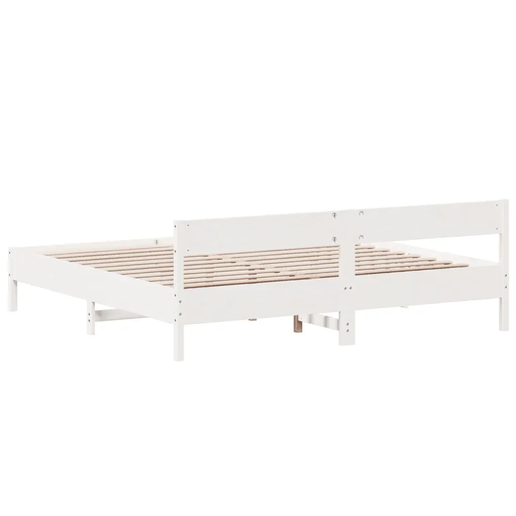 Letto matrimoniale | Letto per adulti | Giroletto senza Materasso Bianco 200x200 cm Legno Massello Pino - Image 6