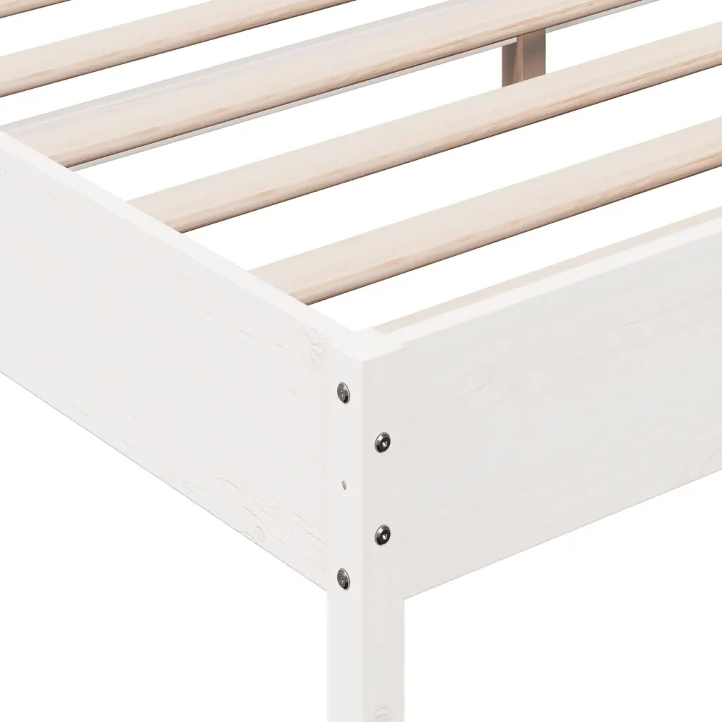 Letto matrimoniale | Letto per adulti | Giroletto senza Materasso Bianco 200x200 cm Legno Massello Pino - Image 7