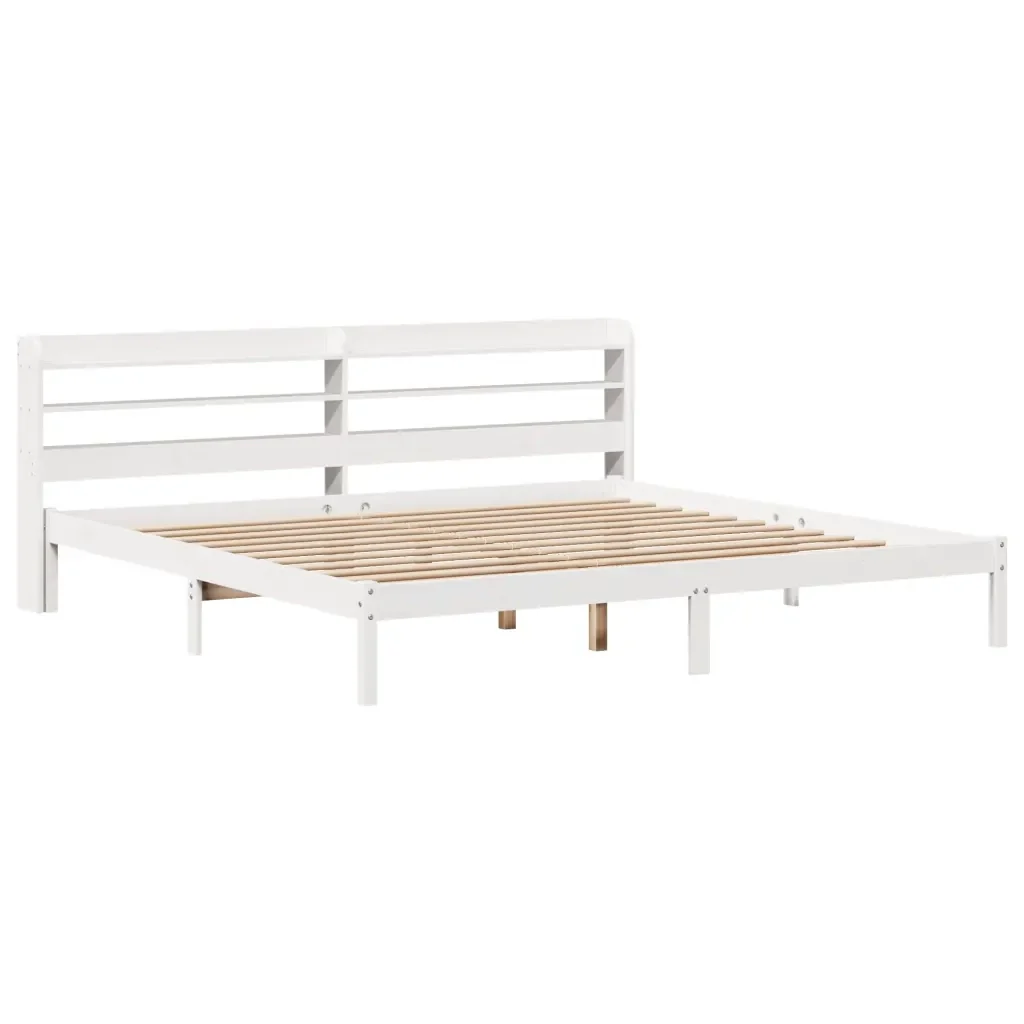 Letto matrimoniale | Letto per adulti | Giroletto senza Materasso Bianco 200x200 cm Legno Massello Pino - Image 3