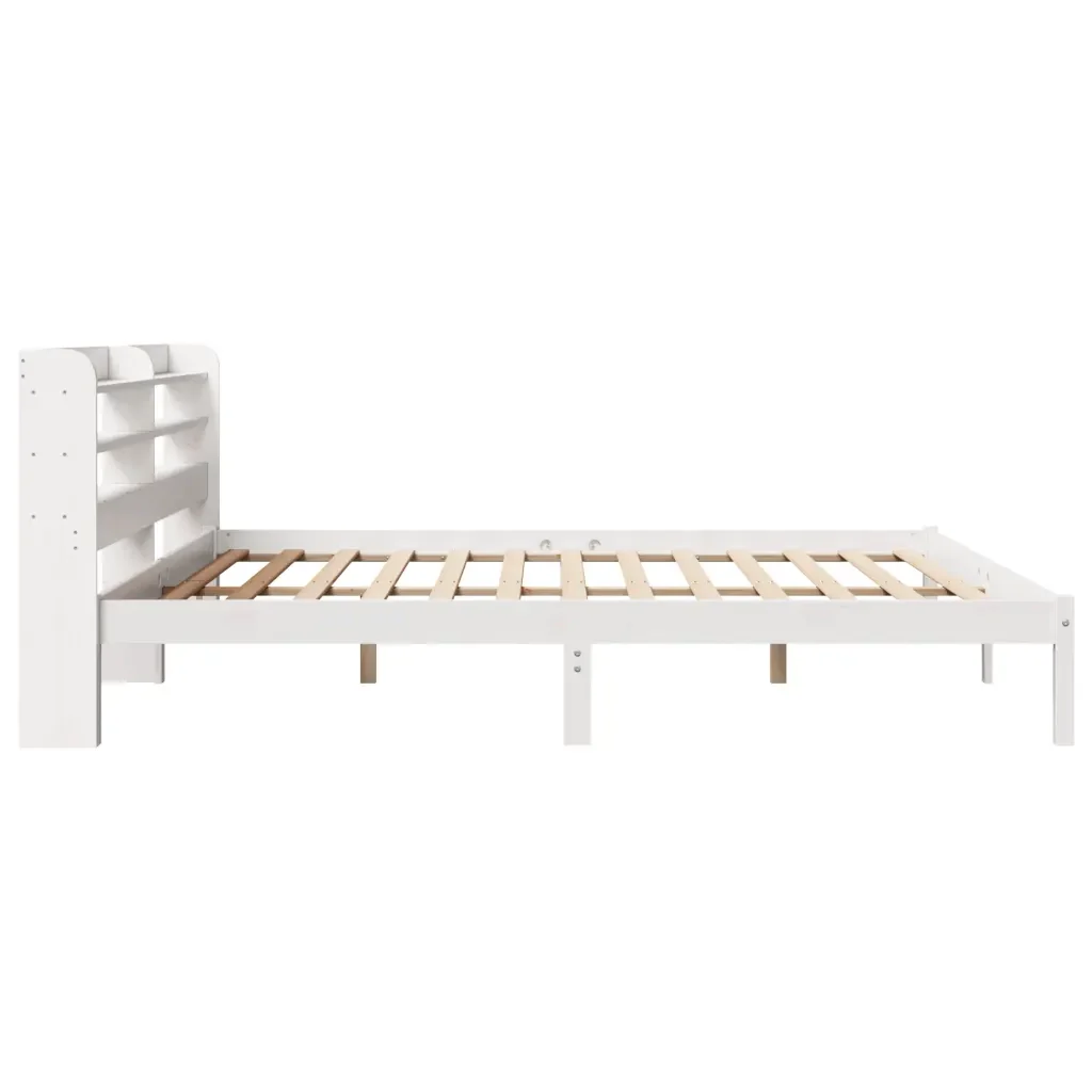Letto matrimoniale | Letto per adulti | Giroletto senza Materasso Bianco 200x200 cm Legno Massello Pino - Image 5