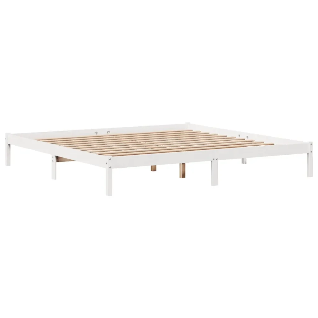 Letto matrimoniale | Letto per adulti | Giroletto senza Materasso Bianco 200x200 cm Legno Massello Pino - Image 7