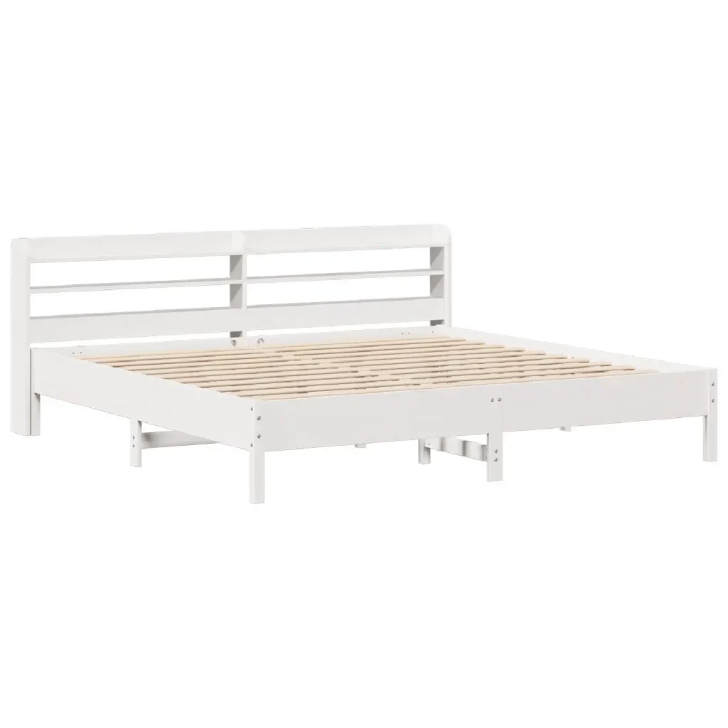 Letto matrimoniale | Letto per adulti | Giroletto senza Materasso Bianco 200x200 cm Legno Massello Pino - Image 3