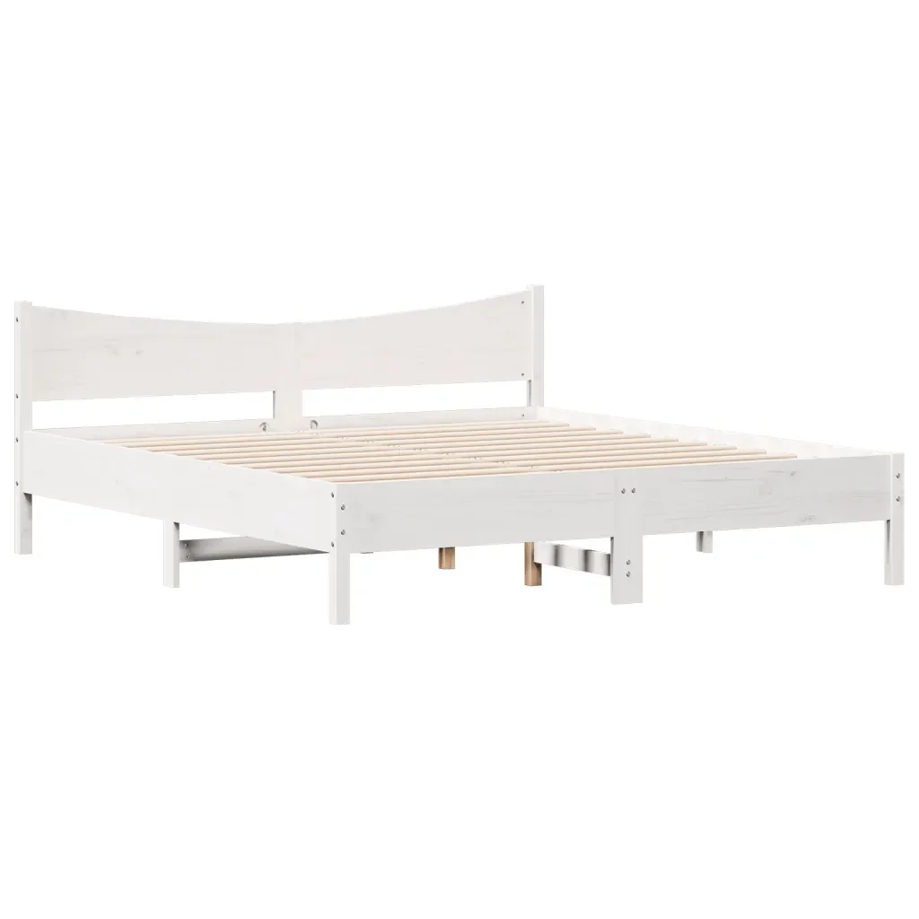 Letto matrimoniale | Letto per adulti | Giroletto senza Materasso Bianco 200x200 cm Legno Massello Pino - Image 4