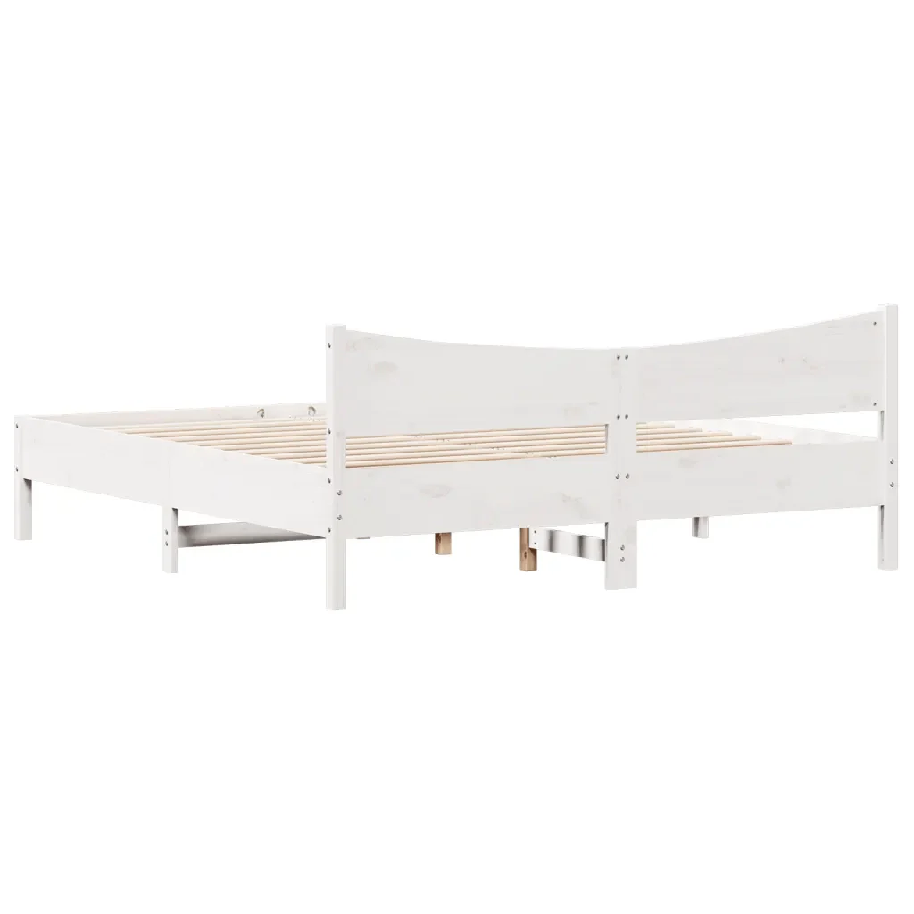 Letto matrimoniale | Letto per adulti | Giroletto senza Materasso Bianco 200x200 cm Legno Massello Pino - Image 6