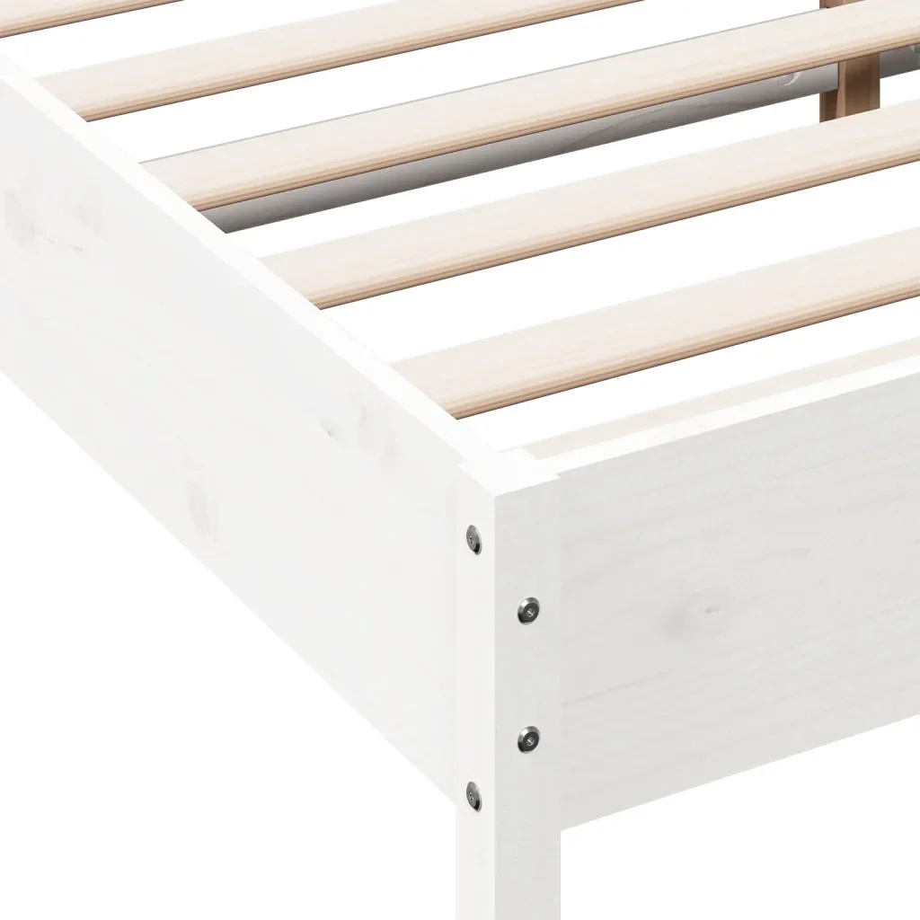 Letto matrimoniale | Letto per adulti | Giroletto senza Materasso Bianco 200x200 cm Legno Massello Pino - Image 7