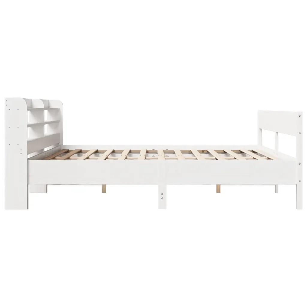 Letto matrimoniale | Letto per adulti | Giroletto senza Materasso Bianco 200x200 cm Legno Massello Pino - Image 5