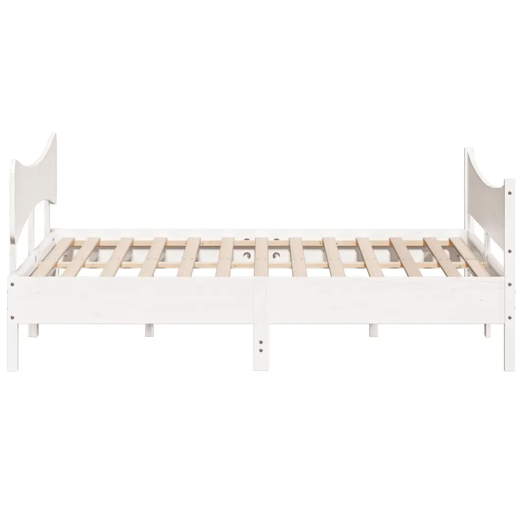 Letto matrimoniale | Letto per adulti | Giroletto senza Materasso Bianco 200x200 cm Legno Massello Pino - Image 5