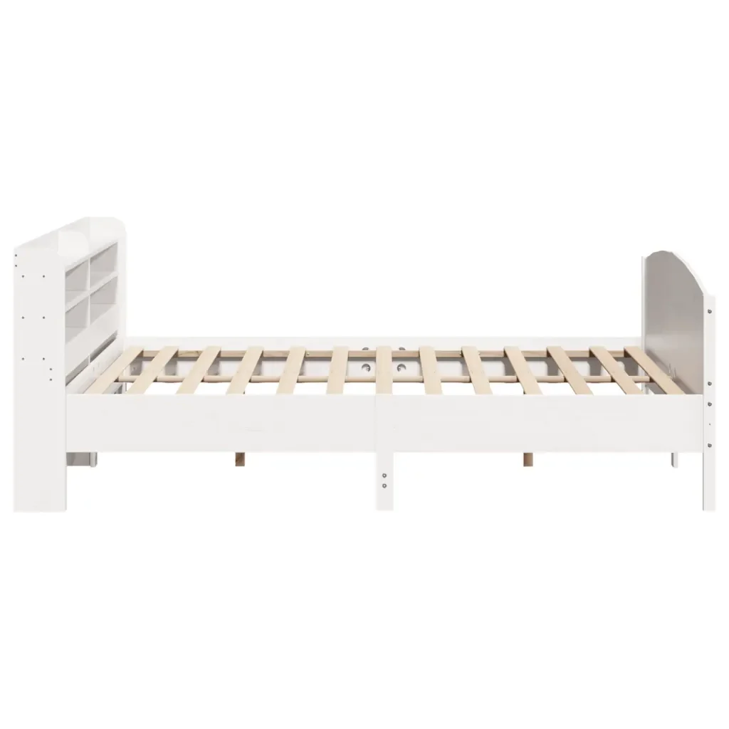 Letto matrimoniale | Letto per adulti | Giroletto senza Materasso Bianco 200x200 cm Legno Massello Pino - Image 5