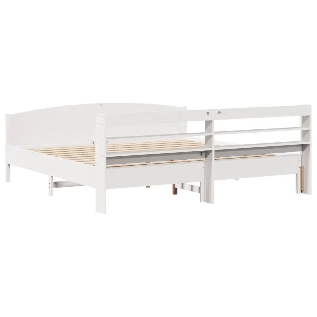 Letto matrimoniale | Letto per adulti | Giroletto senza Materasso Bianco 200x200 cm Legno Massello Pino - Image 6