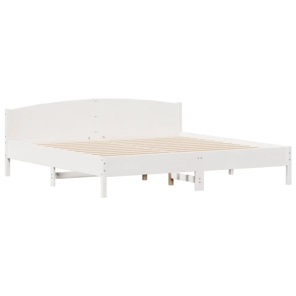Letto matrimoniale | Letto per adulti | Giroletto senza Materasso Bianco 200x200 cm Legno Massello Pino - Image 7