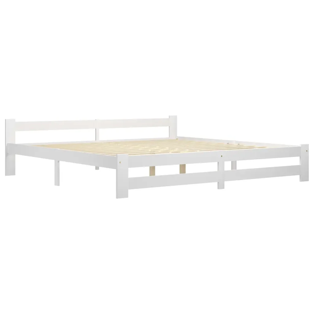 Letto matrimoniale | Letto per adulti | Giroletto senza Materasso Bianco 200x200 cm Legno Massello Pino