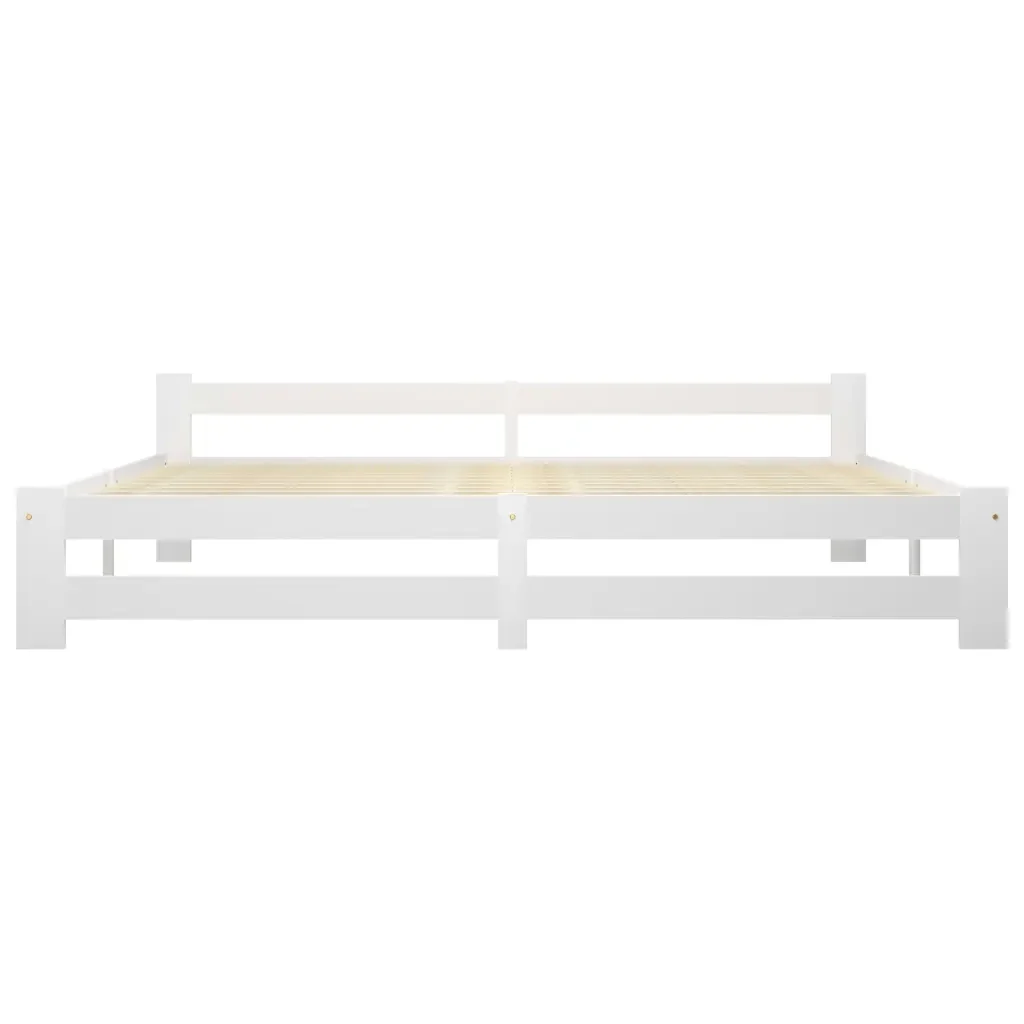 Letto matrimoniale | Letto per adulti | Giroletto senza Materasso Bianco 200x200 cm Legno Massello Pino - Image 4