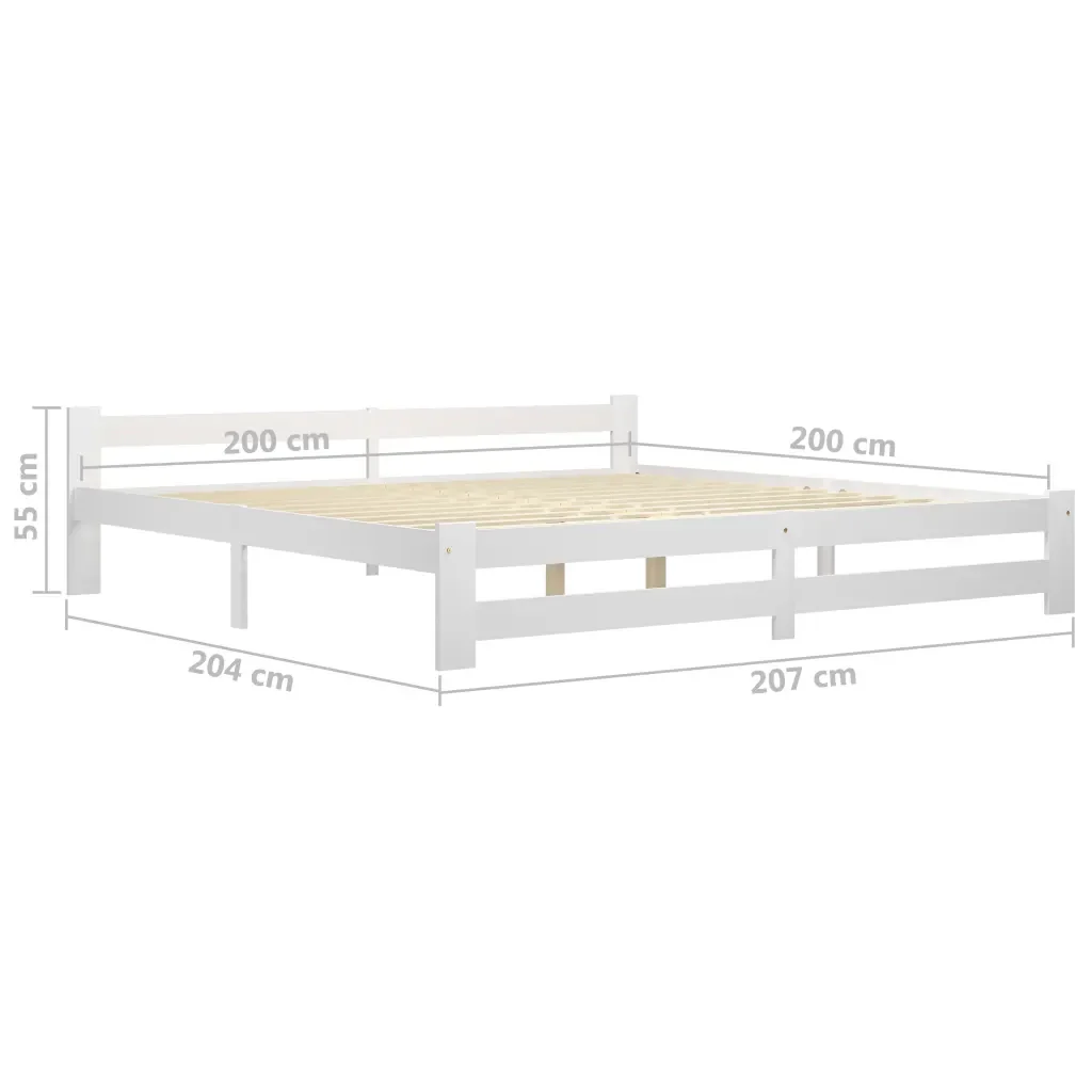Letto matrimoniale | Letto per adulti | Giroletto senza Materasso Bianco 200x200 cm Legno Massello Pino - Image 6