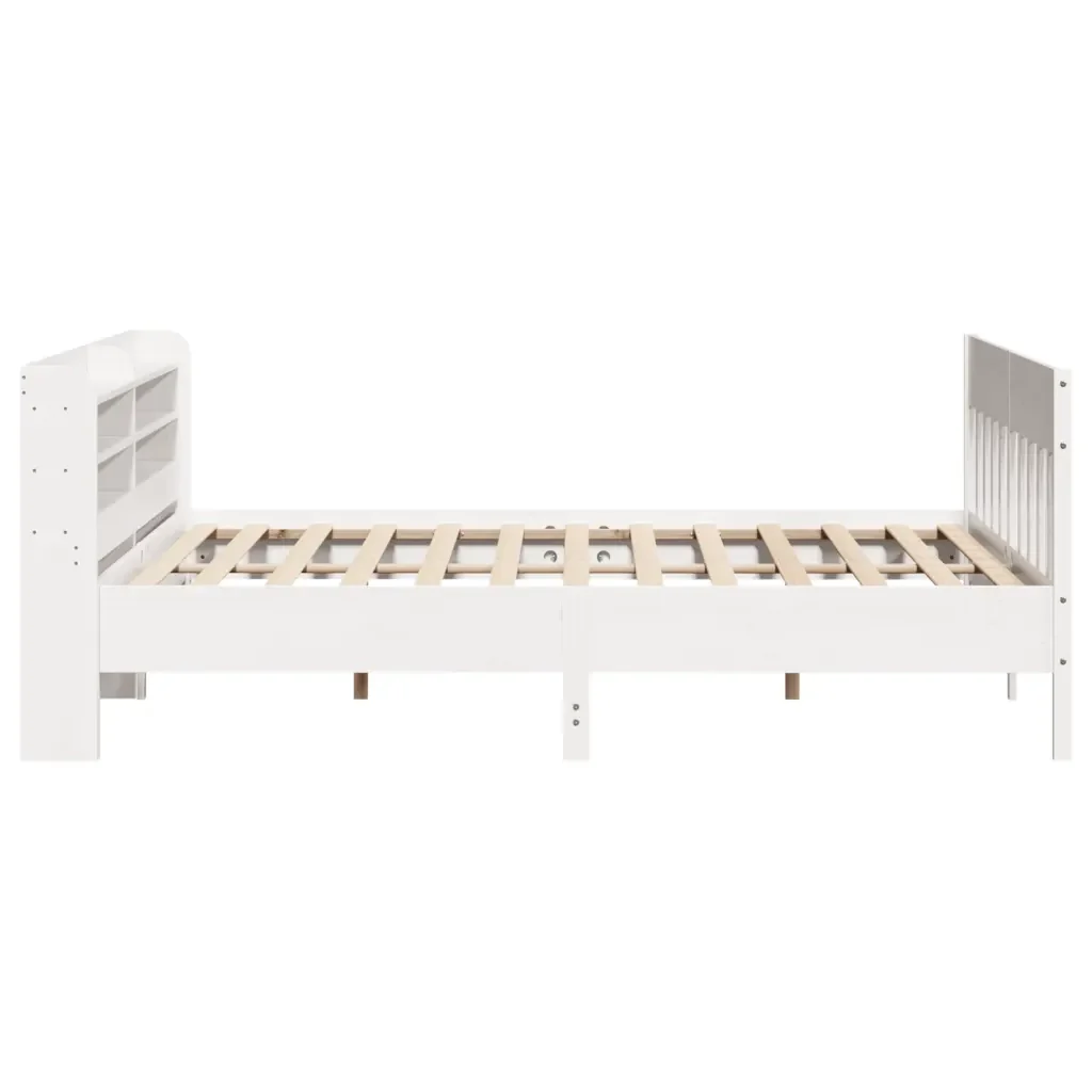 Letto matrimoniale | Letto per adulti | Giroletto senza Materasso Bianco 200x200 cm Legno Massello Pino - Image 5