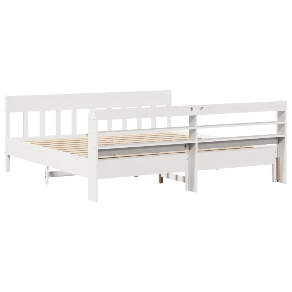 Letto matrimoniale | Letto per adulti | Giroletto senza Materasso Bianco 200x200 cm Legno Massello Pino - Image 6