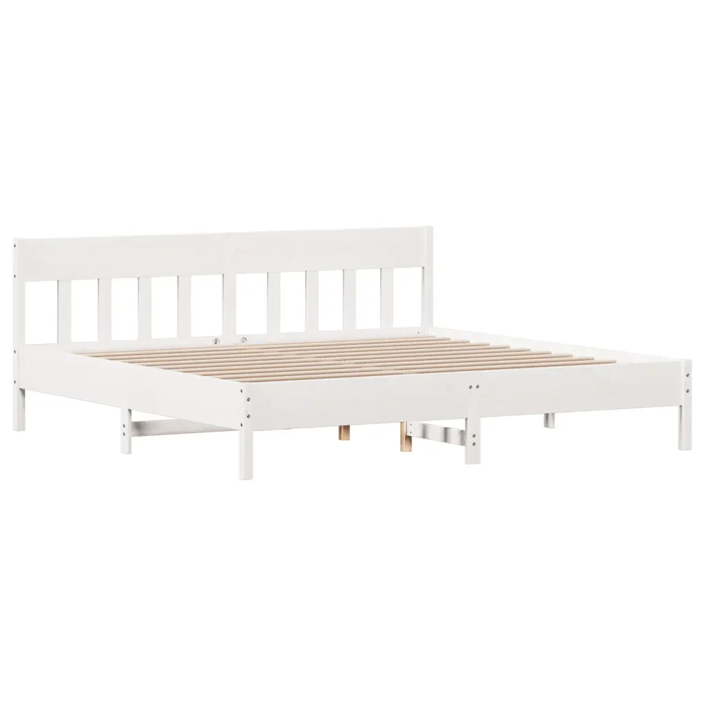 Letto matrimoniale | Letto per adulti | Giroletto senza Materasso Bianco 200x200 cm Legno Massello Pino - Image 7