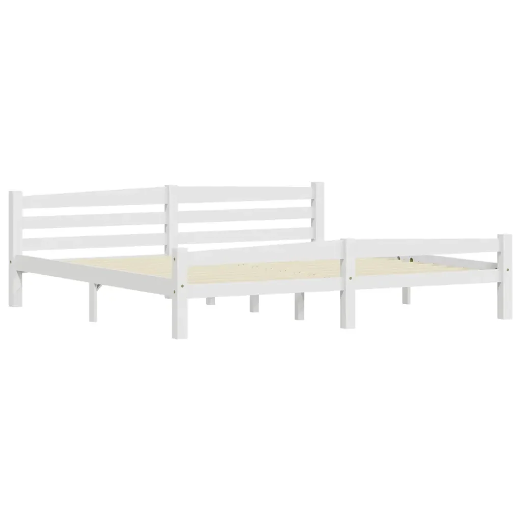 Letto matrimoniale | Letto per adulti | Giroletto senza Materasso Bianco 200x200 cm Legno Massello Pino - Image 4