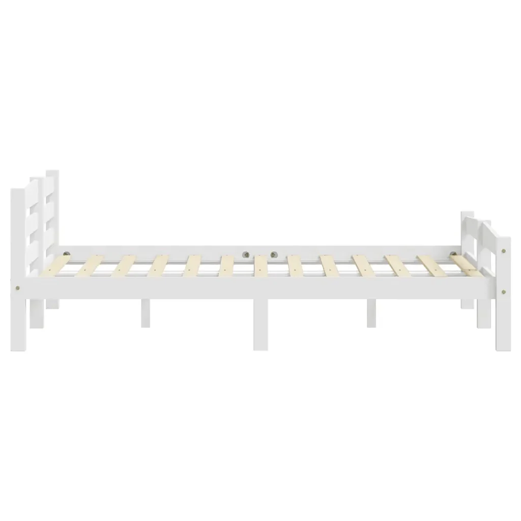 Letto matrimoniale | Letto per adulti | Giroletto senza Materasso Bianco 200x200 cm Legno Massello Pino - Image 5