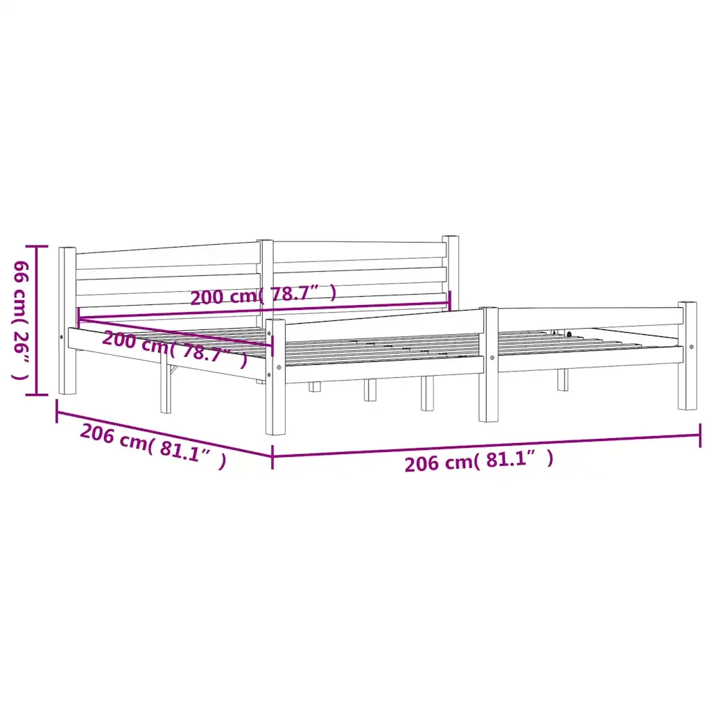 Letto matrimoniale | Letto per adulti | Giroletto senza Materasso Bianco 200x200 cm Legno Massello Pino - Image 7