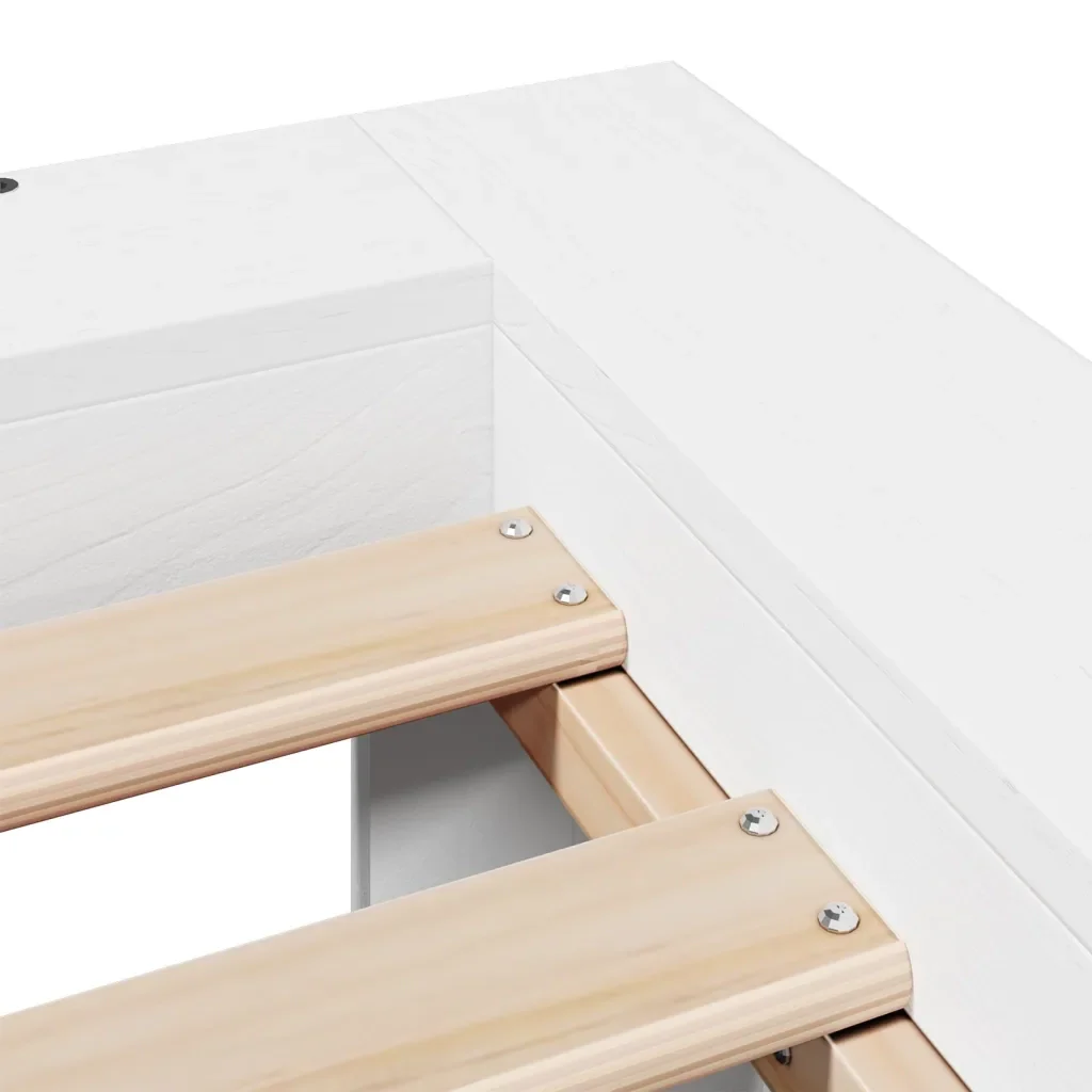 Letto matrimoniale | Letto per adulti | Giroletto senza Materasso Bianco 200x200 cm Legno Massello Pino - Image 6