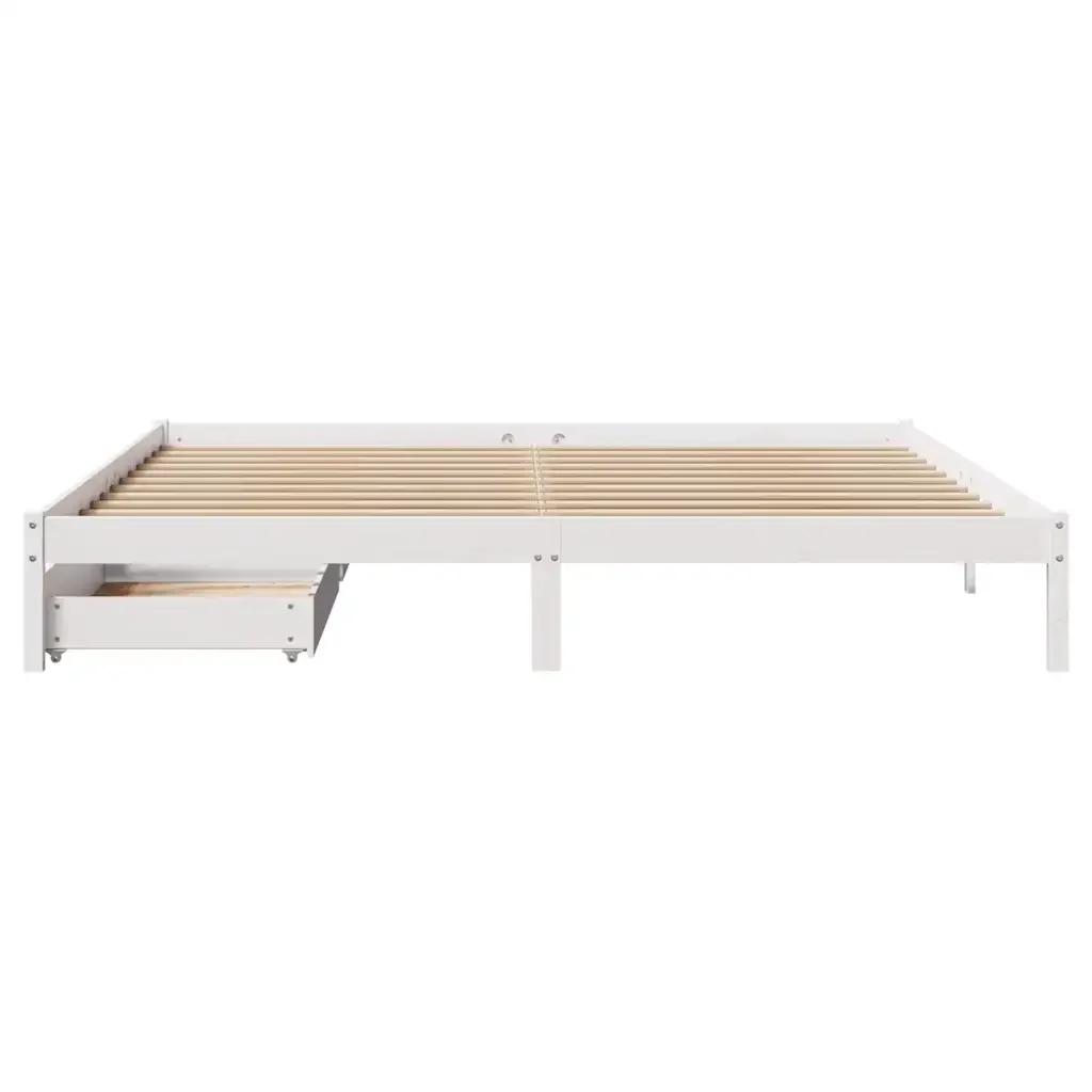 Letto matrimoniale | Letto per adulti | Giroletto senza Materasso Bianco 200x200 cm Legno Massello Pino - Image 4