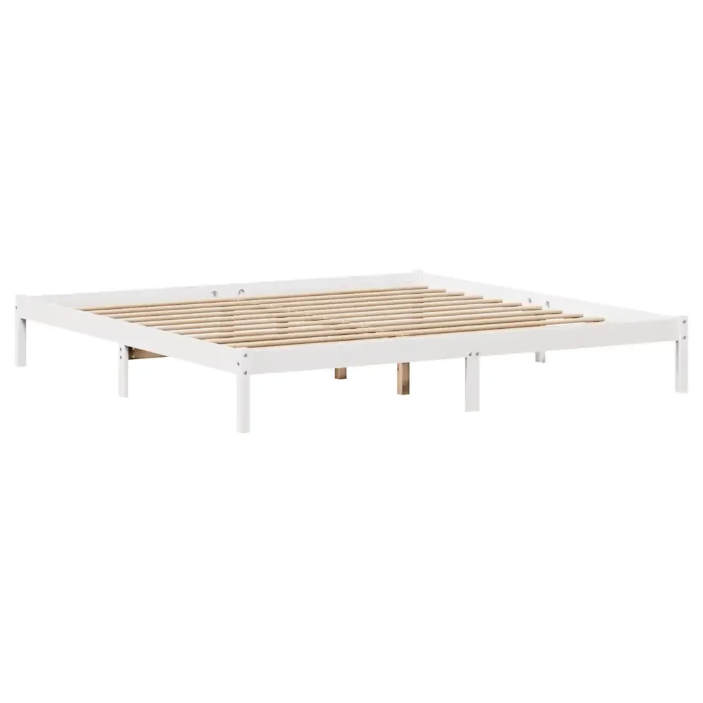 Letto matrimoniale | Letto per adulti | Giroletto senza Materasso Bianco 200x200 cm Legno Massello Pino - Image 6