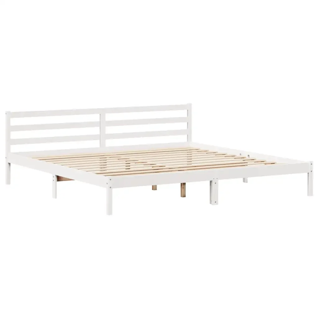 Letto matrimoniale | Letto per adulti | Giroletto senza Materasso Bianco 200x200 cm Legno Massello Pino - Image 7