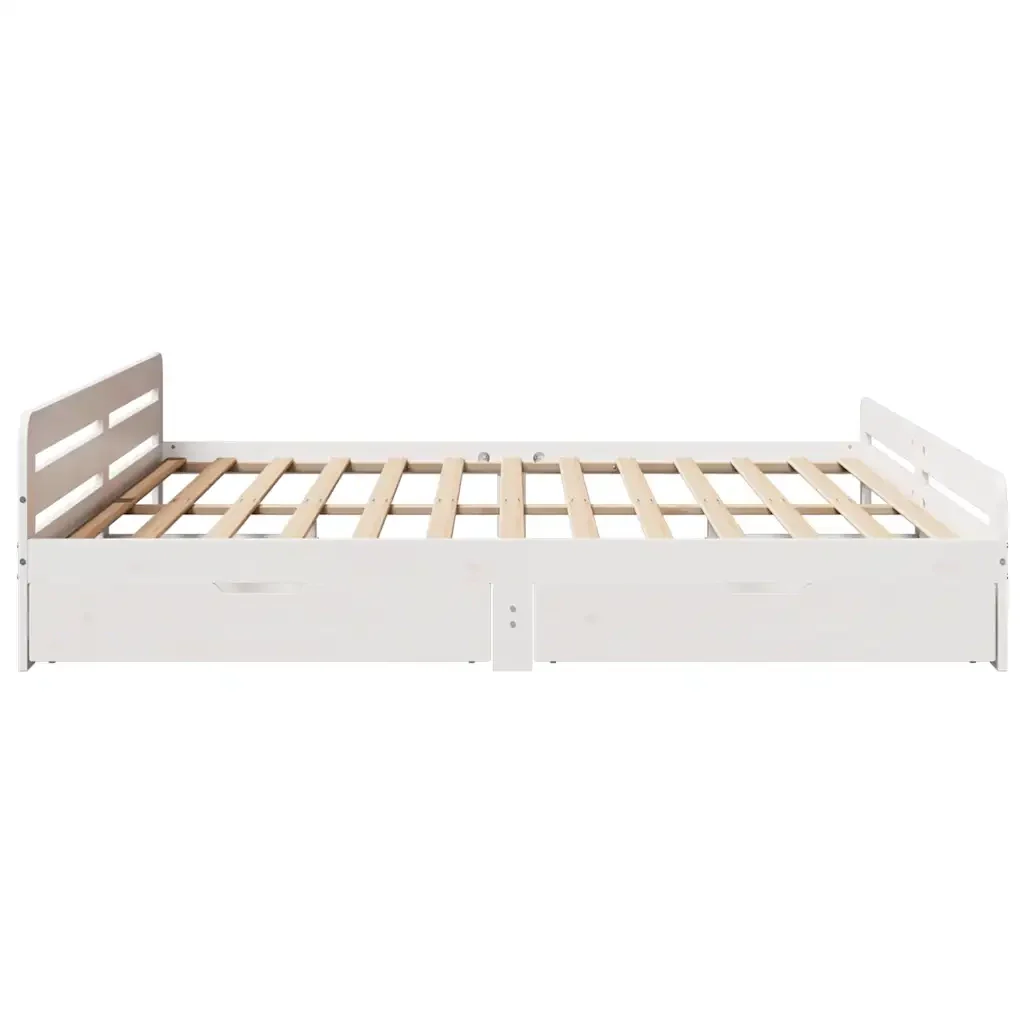 Letto matrimoniale | Letto per adulti | Giroletto senza Materasso Bianco 200x200 cm Legno Massello Pino - Image 7