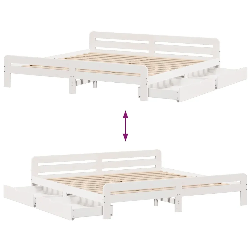 Letto matrimoniale | Letto per adulti | Giroletto senza Materasso Bianco 200x200 cm Legno Massello Pino - Image 9
