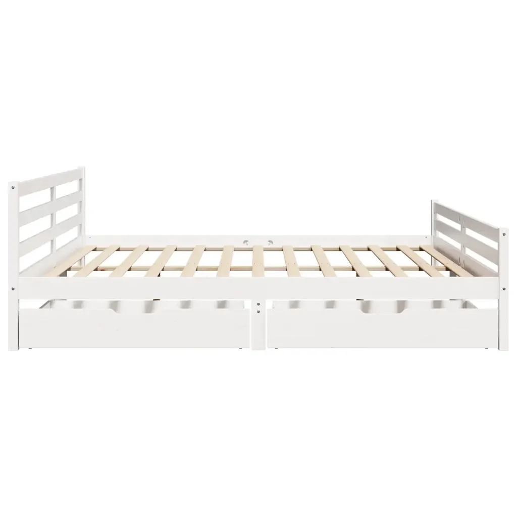 Letto matrimoniale | Letto per adulti | Giroletto senza Materasso Bianco 200x200 cm Legno Massello Pino - Image 5
