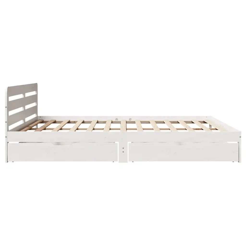 Letto matrimoniale | Letto per adulti | Giroletto senza Materasso Bianco 200x200 cm Legno Massello Pino - Image 7