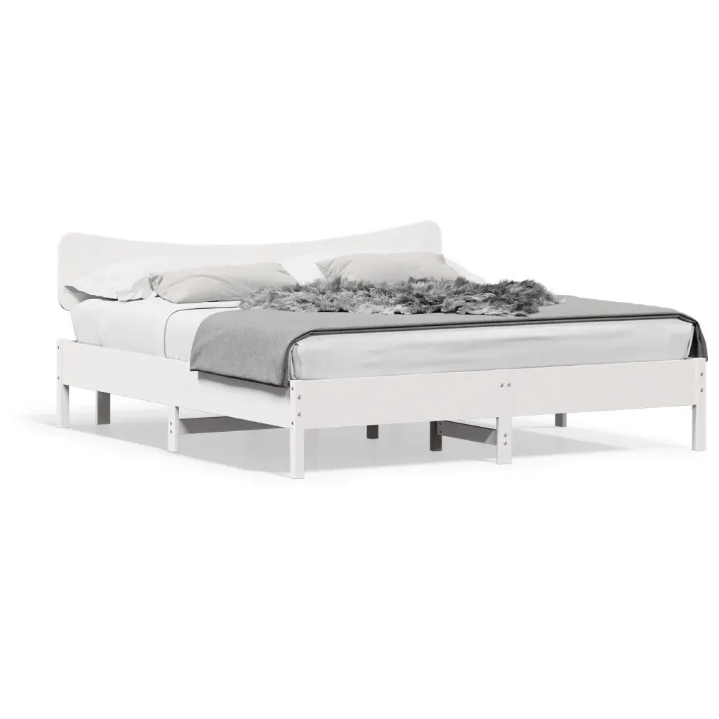 Letto matrimoniale | Letto per adulti | Giroletto senza Materasso Bianco 200x200 cm Legno Massello Pino