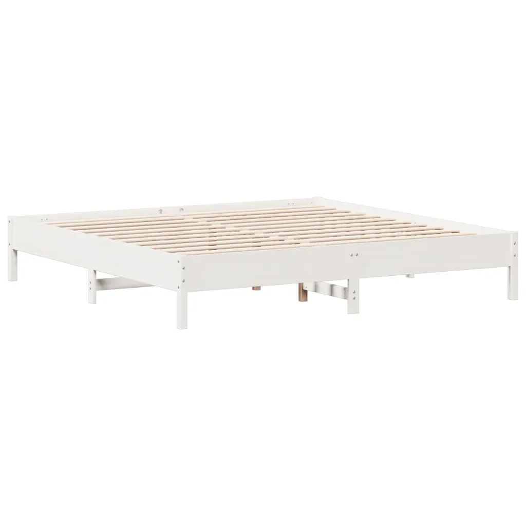 Letto matrimoniale | Letto per adulti | Giroletto senza Materasso Bianco 200x200 cm Legno Massello Pino - Image 5
