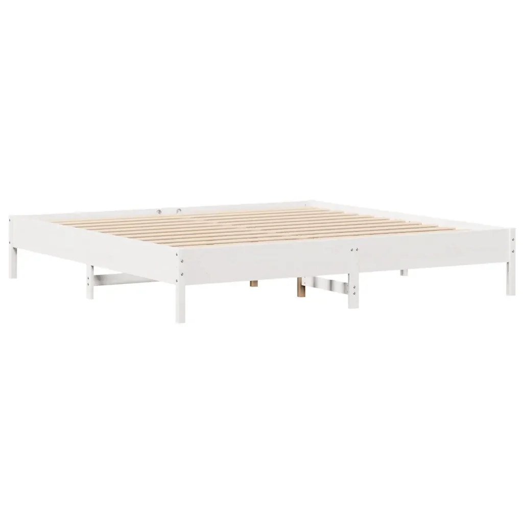 Letto matrimoniale | Letto per adulti | Giroletto senza Materasso Bianco 200x200 cm Legno Massello Pino - Image 5