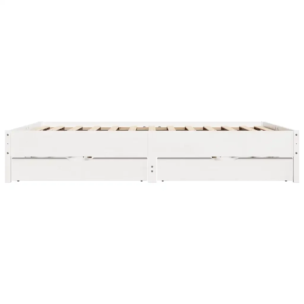 Letto matrimoniale | Letto per adulti | Giroletto senza Materasso Bianco 200x200 cm Legno Massello Pino - Image 7