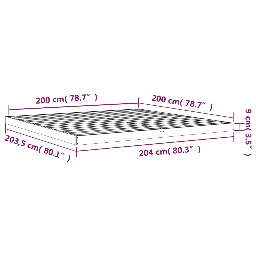 Letto matrimoniale | Letto per adulti | Giroletto senza Materasso Bianco 200x200 cm Legno Massello Pino - Image 8