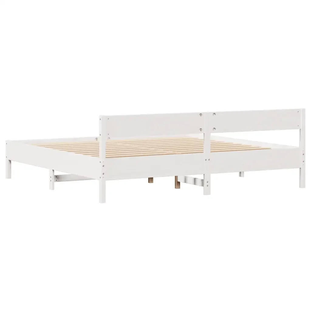 Letto matrimoniale | Letto per adulti | Giroletto senza Materasso Bianco 200x200 cm Legno Massello Pino - Image 8