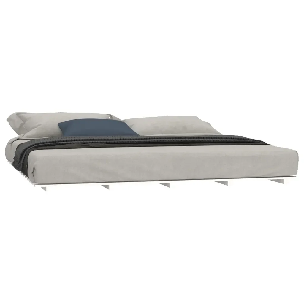 Letto matrimoniale | Letto per adulti | Giroletto senza Materasso Bianco 200x200 cm Legno Massello Pino - Image 3