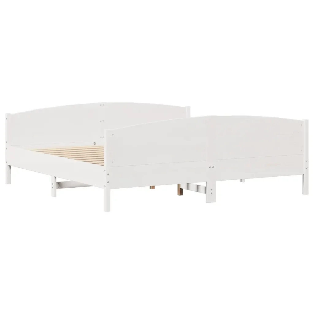 Letto matrimoniale | Letto per adulti | Giroletto senza Materasso Bianco 200x200 cm Legno Massello Pino - Image 5