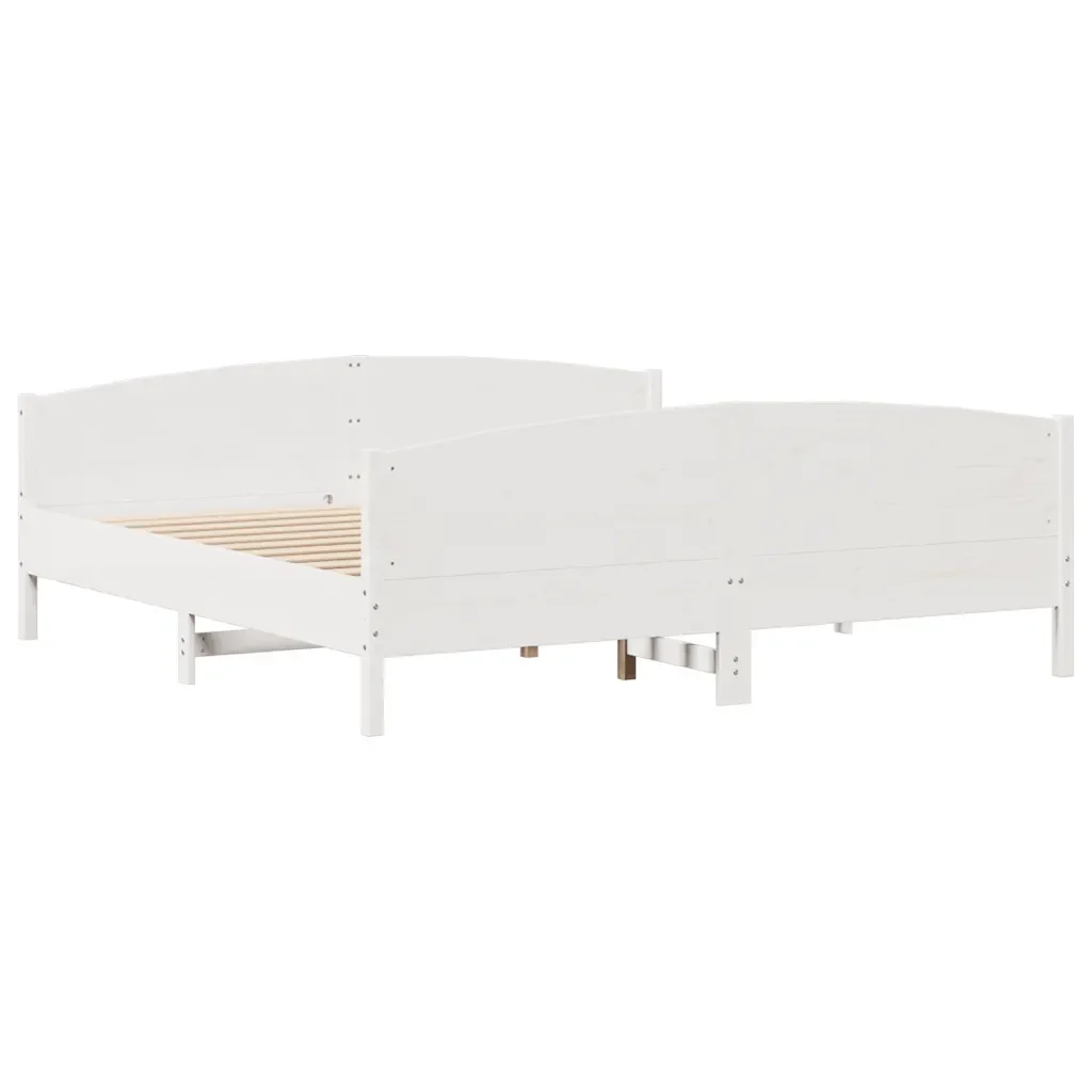 Letto matrimoniale | Letto per adulti | Giroletto senza Materasso Bianco 200x200 cm Legno Massello Pino - Image 8