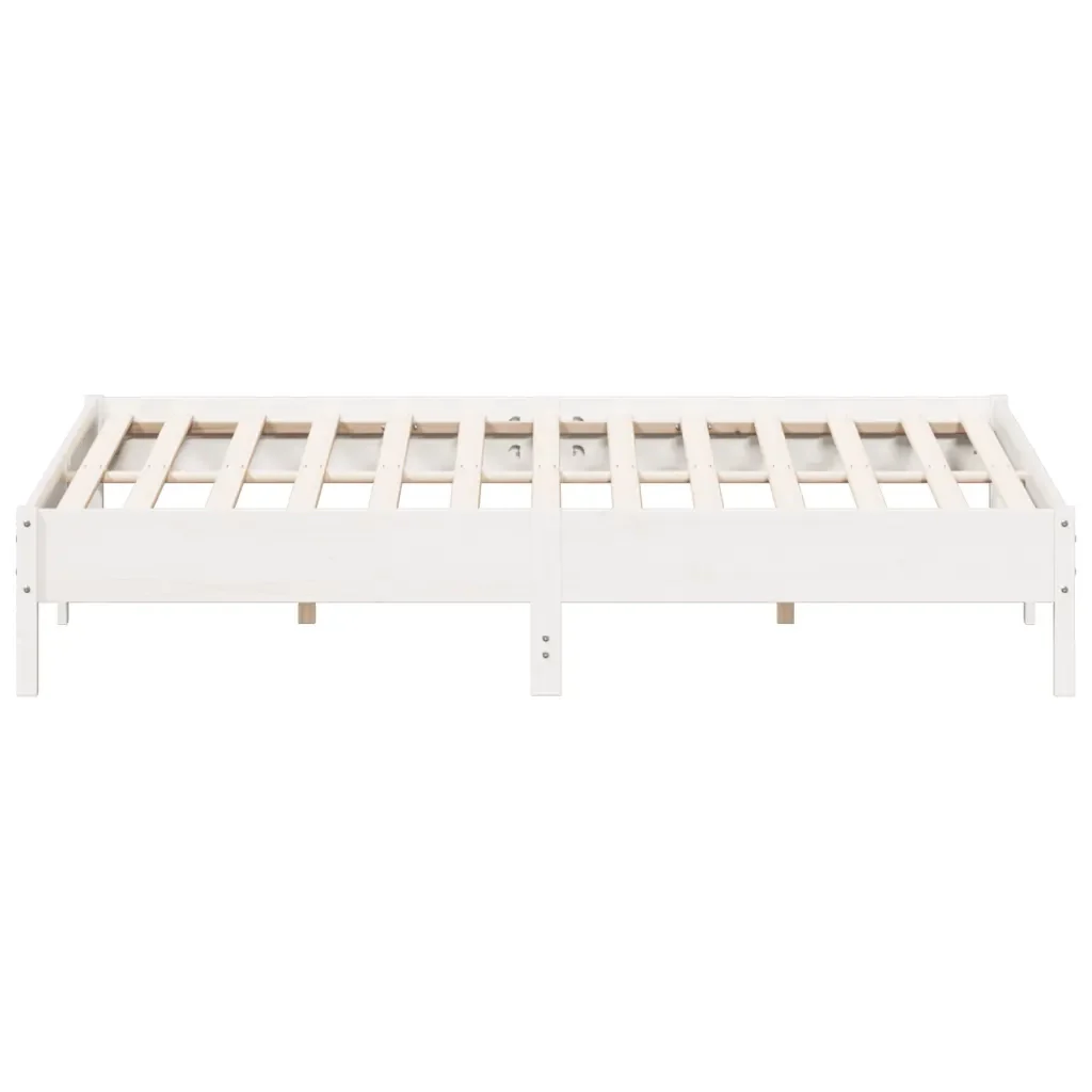 Letto matrimoniale | Letto per adulti | Giroletto senza Materasso Bianco 200x200 cm Legno Massello Pino - Image 5