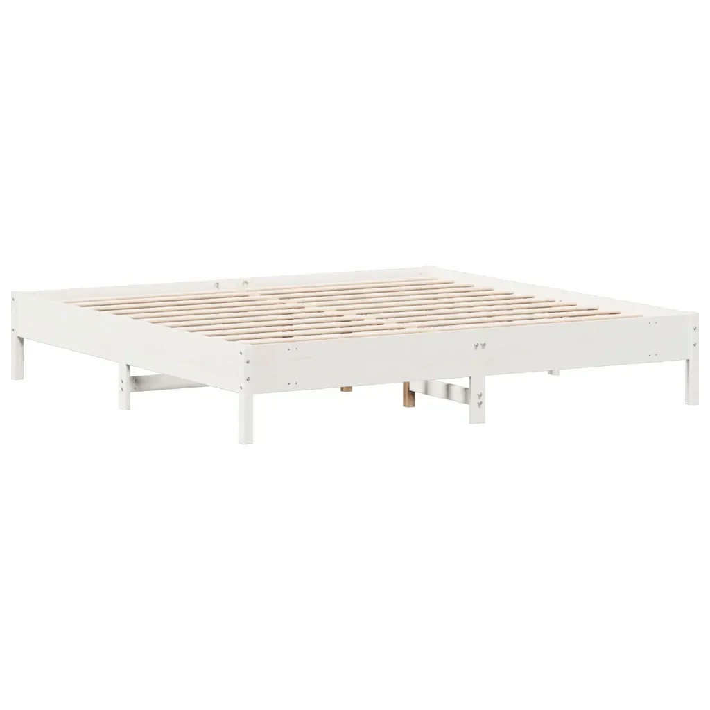 Letto matrimoniale | Letto per adulti | Giroletto senza Materasso Bianco 200x200 cm Legno Massello Pino - Image 6