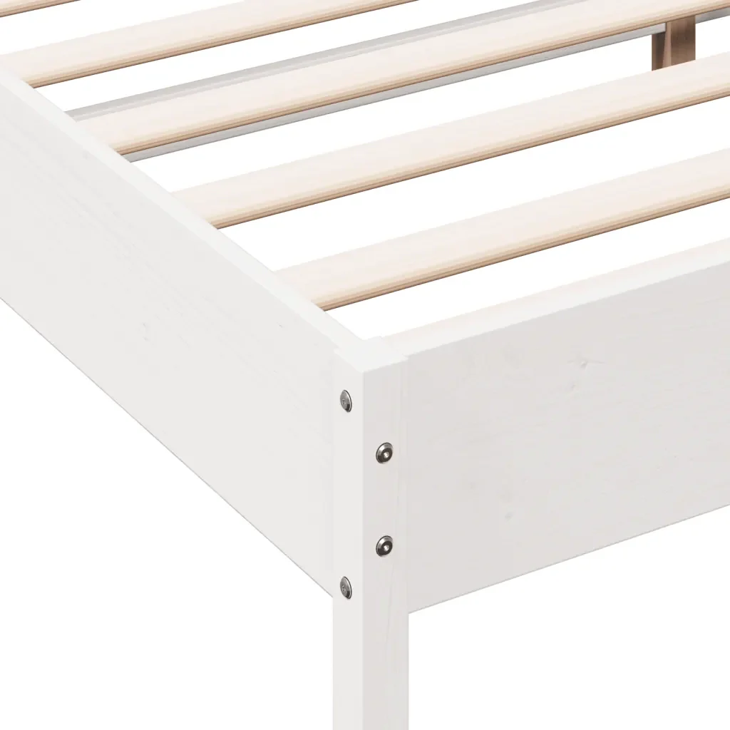 Letto matrimoniale | Letto per adulti | Giroletto senza Materasso Bianco 200x200 cm Legno Massello Pino - Image 7