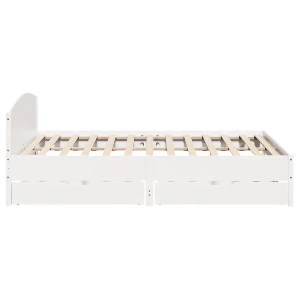 Letto matrimoniale | Letto per adulti | Giroletto senza Materasso Bianco 200x200 cm Legno Massello Pino - Image 7