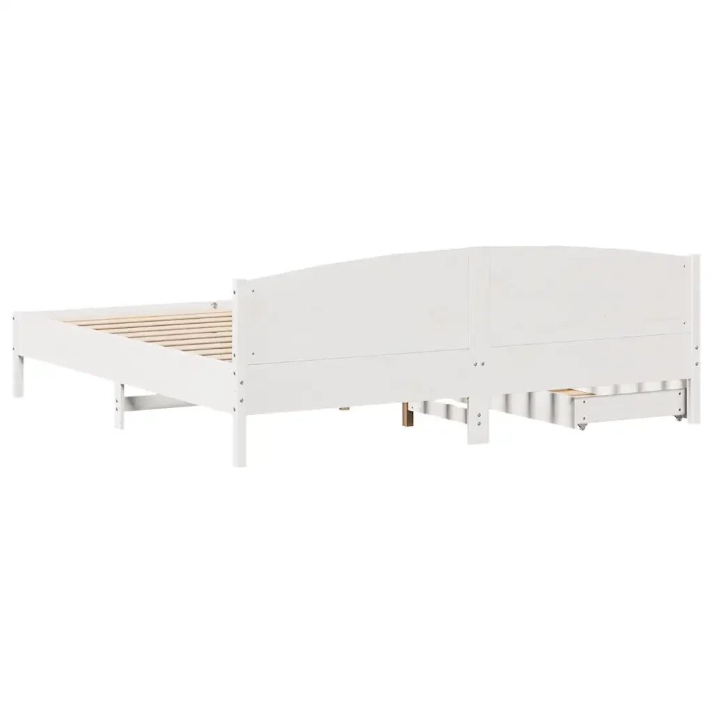 Letto matrimoniale | Letto per adulti | Giroletto senza Materasso Bianco 200x200 cm Legno Massello Pino - Image 8