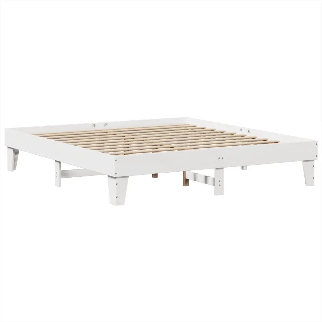 Letto matrimoniale | Letto per adulti | Giroletto senza Materasso Bianco 200x200 cm Legno Massello Pino - Image 4